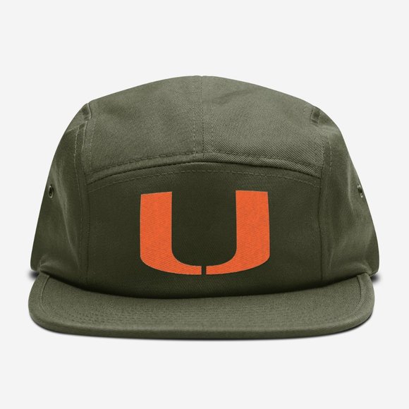 Other - NEW Miami Hurricanes U Logo 5 Panel Camper Strapback Hat DARK OLIVE GREEN